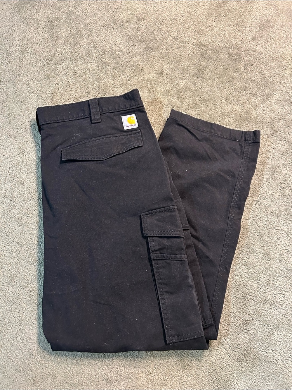 Vintage Carhartt Black Cargo Pants Baggy Wide Leg 38x30 Workwear